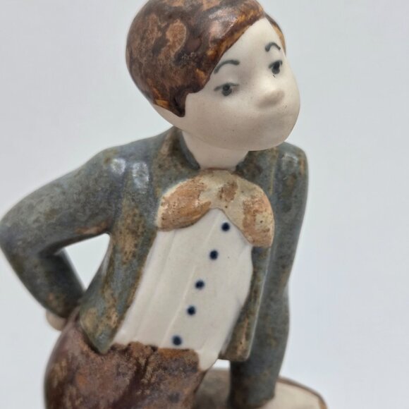 Vintage Hummelwerk Rex Valencia Spain Figurine Boy Gray Tan Leaning Porcelain - Picture 2 of 10
